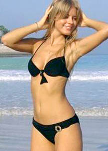 Moscow bride in a black bikini