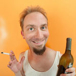 Foreign dating loser with beer and cigarette