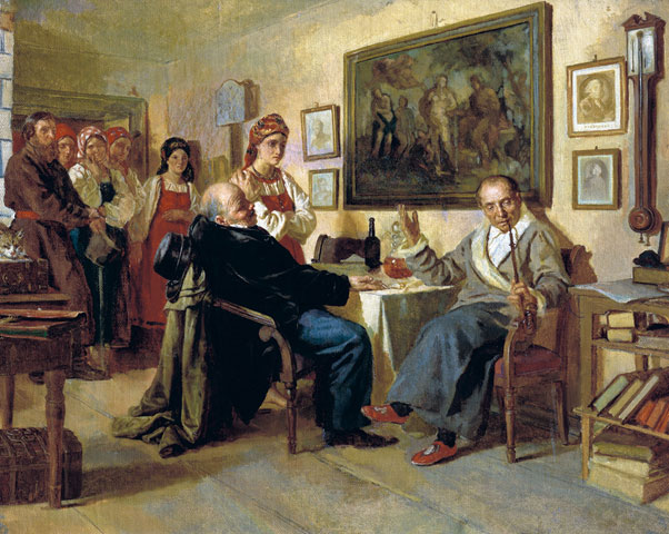 1866 painting, "The Bargain" by Nikolai Nevrev. 