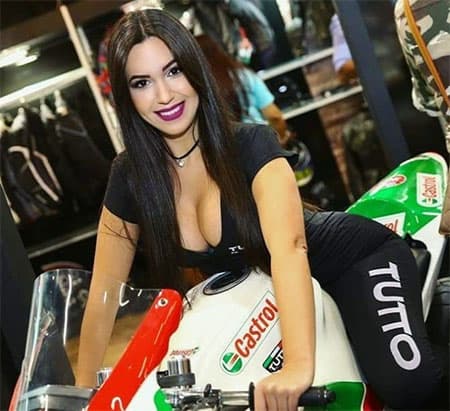Brazilian model on a motorcycle