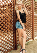 Moldovan babe in short shorts and black tank top