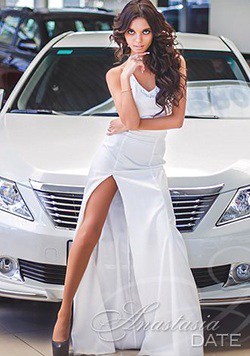 attractive Ukrainian girl in all white dress