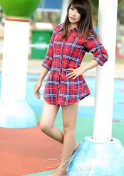 charming Viet girl in a checkered blouse