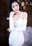 Chinese doll in a white off shoulder dress