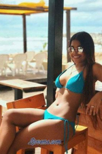 Colombian bride in a blue two piece bikini