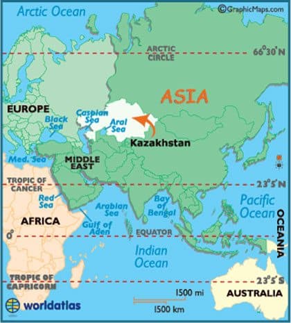 Kazakhstan location on map