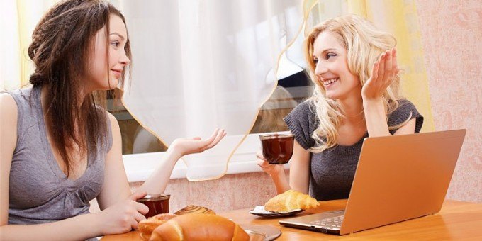 two ladies talking to each other