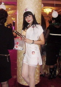 Uzbek girl in a nurse costume