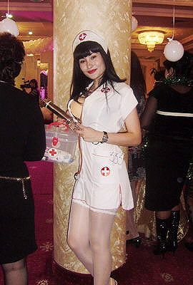 Uzbek girl in a nurse costume