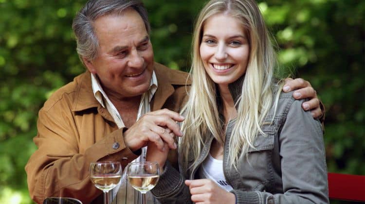 young woman having a date with an older man