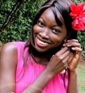 African cutie in a pink dress