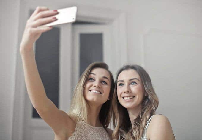 cute Ukrainian women taking selfie