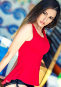 lovely Ukraine girl in red sleeveless tops