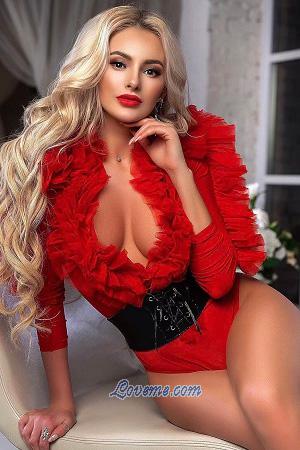 Ukrainian blonde in sexy red outfit