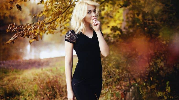 blonde Estonian woman in black