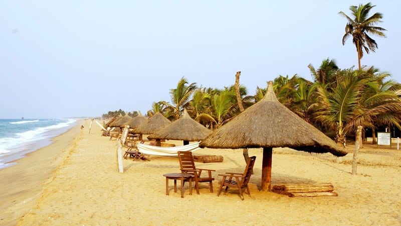 a calm beach resort in Benin