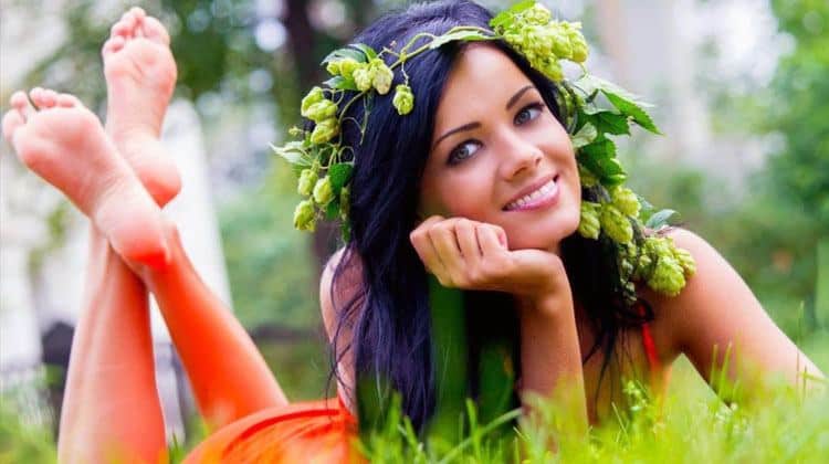 cute Moldovan girl on the grass