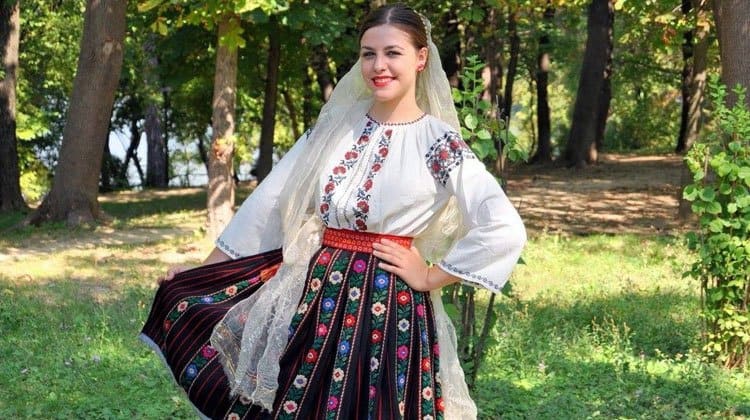 Moldovan girl wearing traditional dress