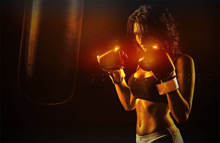 athletic woman - girl boxer