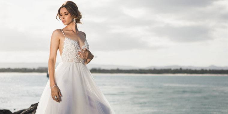 bride beside the beach