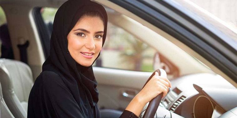 Emirati girl inside a car