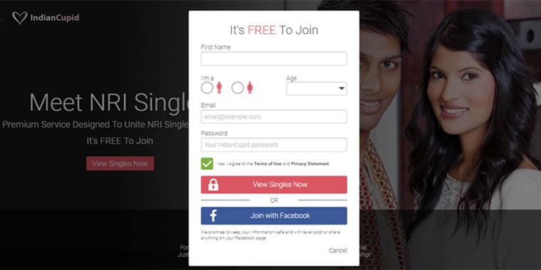 Indian Cupid signup page