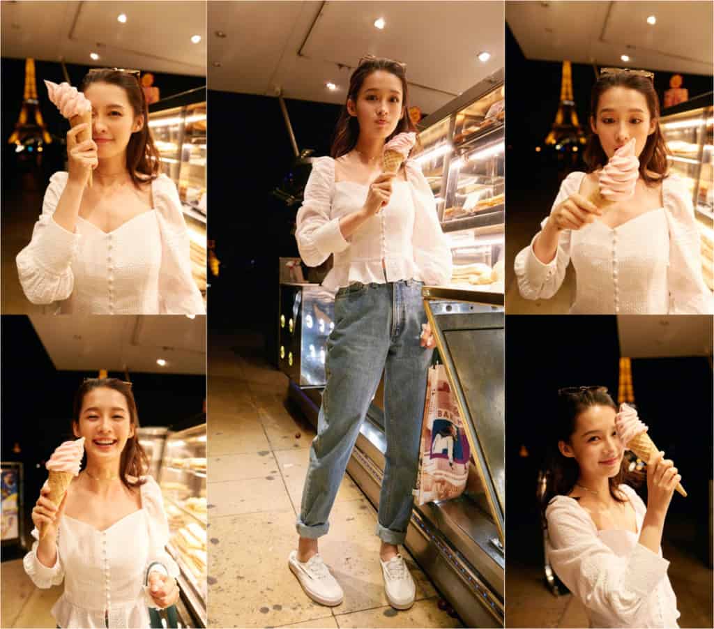 Li Qin eating and enjoying ice cream