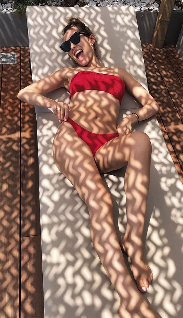 Anna Sharypova wacky picture in red bikini