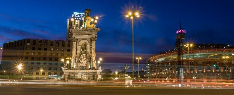 Barcelona, Plaza Espana at night