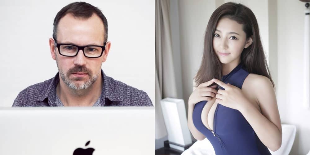 man on computer and a sexy and cute Korean girl