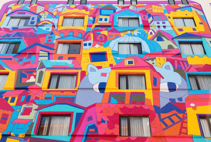 colorful walls of Hotel Presidente