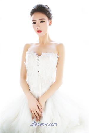 quiet Chinese girl in all white dress