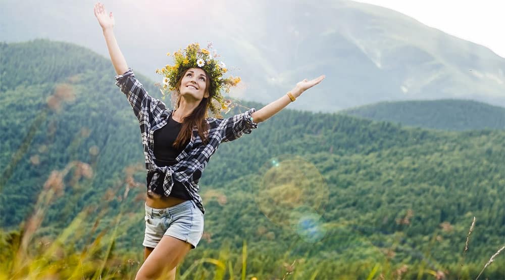 Ukraine woman at the Carpathian Mountains